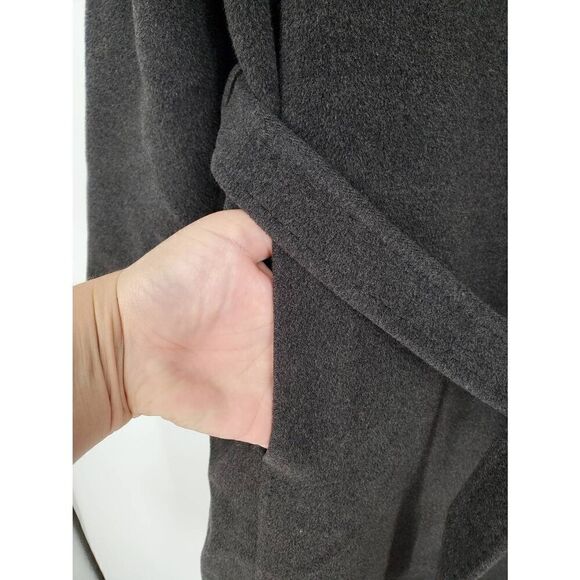 MaxMara Wool Cashmere Long Belted Coat Dark Grey Size 8 - Picture 4 of 7